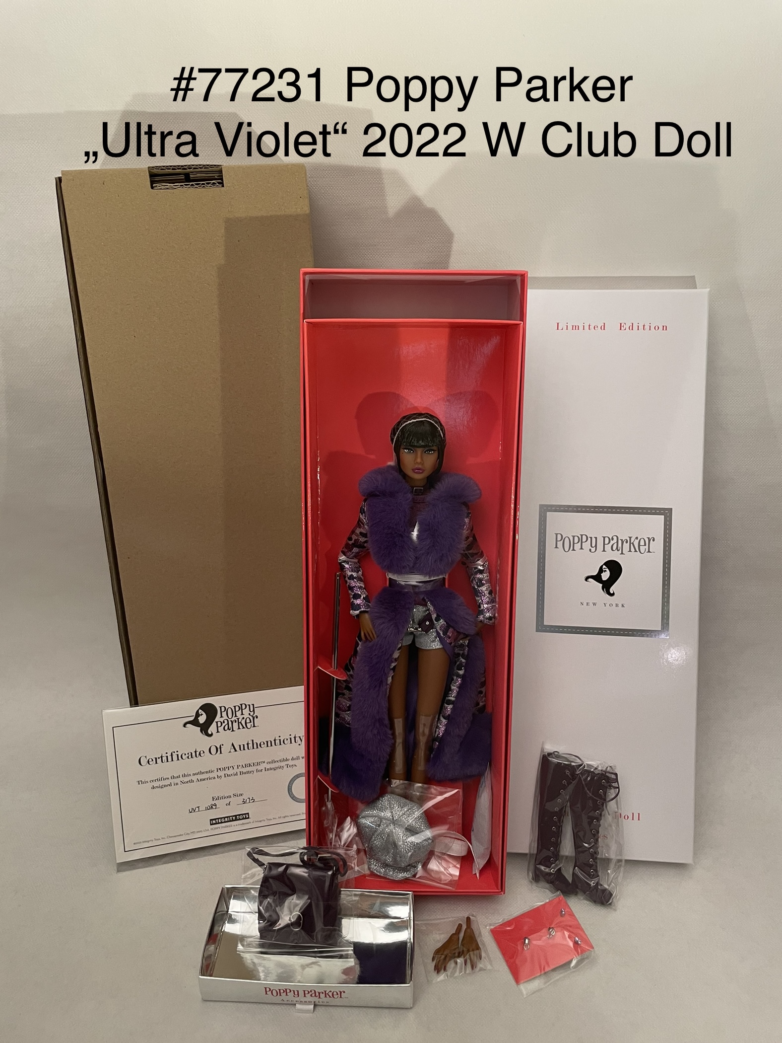 77231 Poppy Parker ” Ultra Violet” 2022 Club, NRFB – Fred-Dolls.com